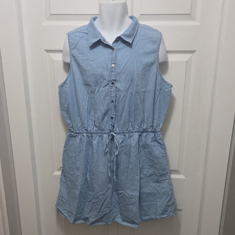 2x Warehouse One Denim Blue Sleeveless Midi Dress